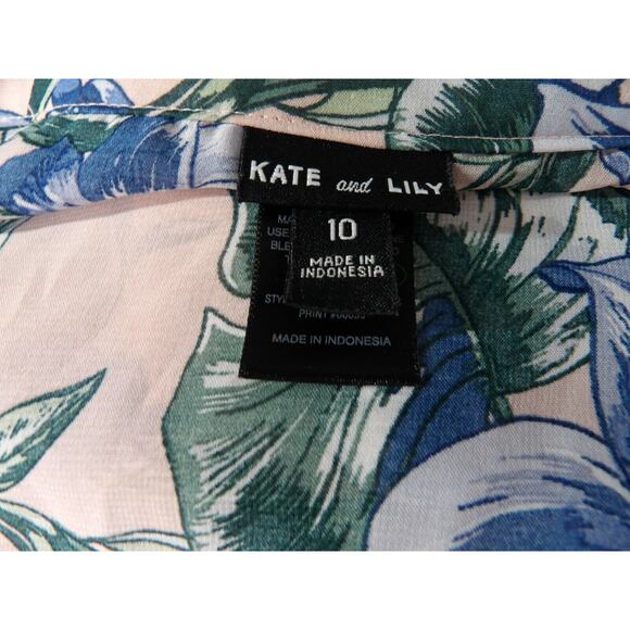 Kate & Lily Size 10 Maxi Dress Sheer Pink Floral Tropical Chiffon Collared Butt - Picture 4 of 15